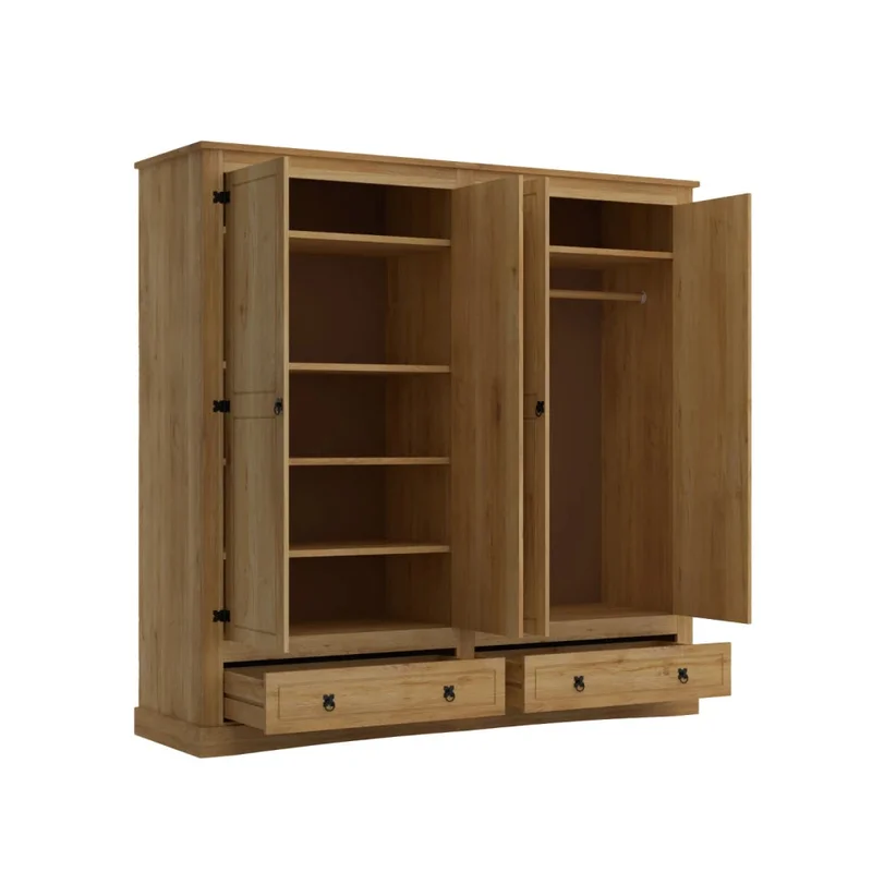 Ropero 4 Puertas - Madera Maciza - Línea Monterrey - Nogal - Roperos y placares, Uruguay | Ecowood, vista 3