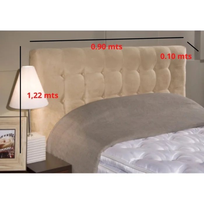 RESPALDO 1 PLAZA (0.90 MTS) - TAPIZADO PU CRUDO en Blanco - Respaldos de cama, Uruguay | Champagne Home, vista 2