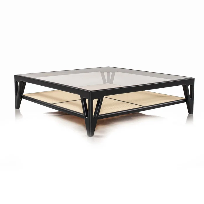 Mesa Ratona Madera-y-vidrio Negro Rosa en Negro - Mesas de living, Uruguay | Divino, vista 2