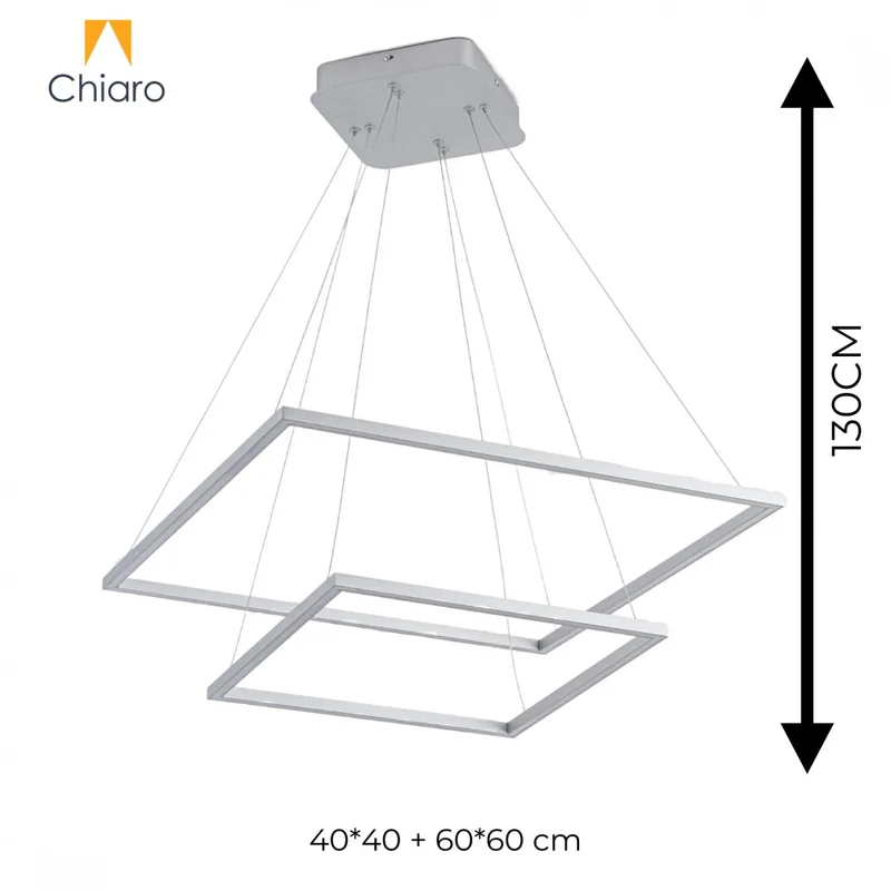 Colgante led dos Marcos 60 + 40cm 70W Dimerizable Plata en Plateado - Lámparas colgantes, Uruguay | Iluminica, vista 3