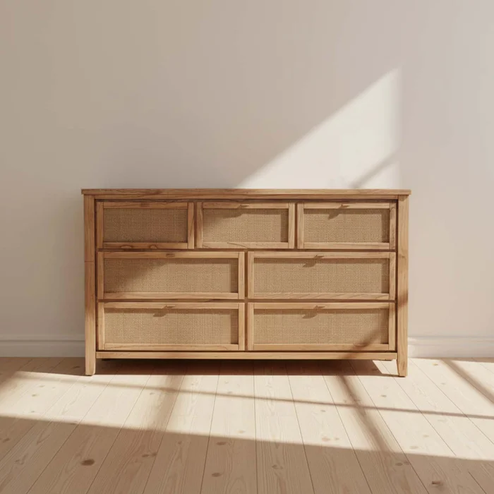 Cómoda Madera Natural-beige Mindi en Madera natural - Cómodas, Uruguay | Divino