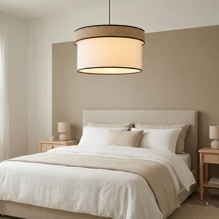 Colgante Duo Organic White & Straw en Beige - Lámparas colgantes, Uruguay | La Perla, vista 3