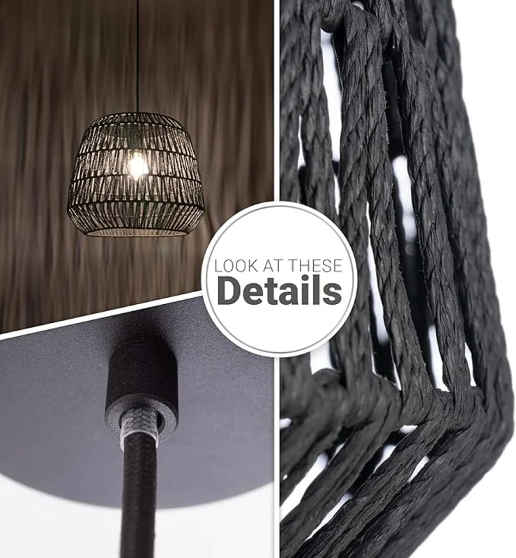 Colgante de fibras naturales 40cm - NEGRO en Negro - Lámparas colgantes, Uruguay | Iluminica, vista 4