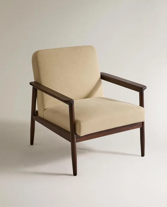 BUTACA MADERA Y LINO en Beige - Butacas, banquetas y puffs, Uruguay | Zara Home, vista 2