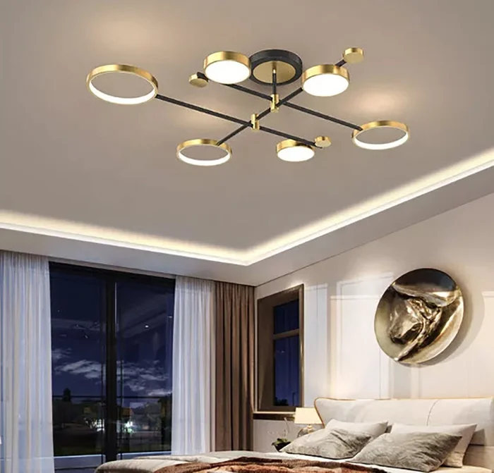 Luminaria techo led 6 aros 60W dorado en Dorado - Lámparas colgantes, Uruguay | Decotech