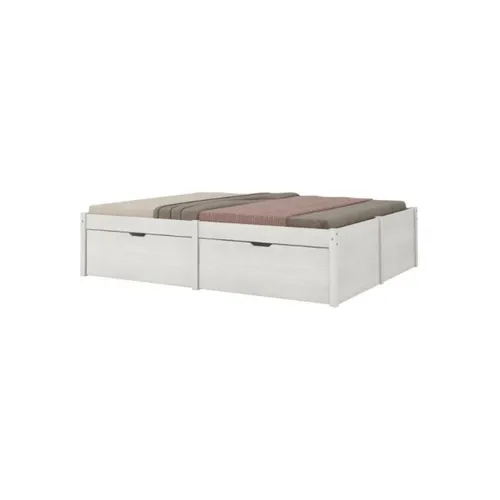 Cama Madera Maciza Con Cajones - 2 plazas - Linea Beauty / Funcional - Blanco en Blanco - Dormitorio, Uruguay | Rústico Hogar