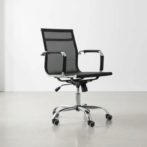 Silla Giratoria De Oficina Malla-y-metal Negro Malla en Negro - Escritorios y sillas de escritorio, Uruguay | Divino