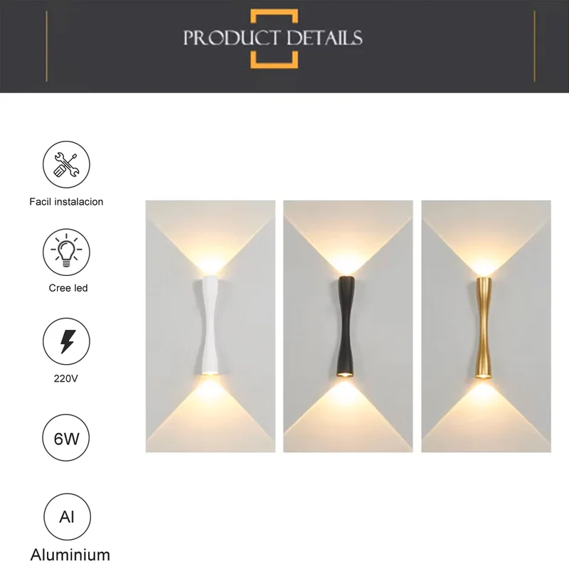 Luminaria Aplique de pared exterior interior Grande Negro - Iluminación, Uruguay | Decotech, vista 4