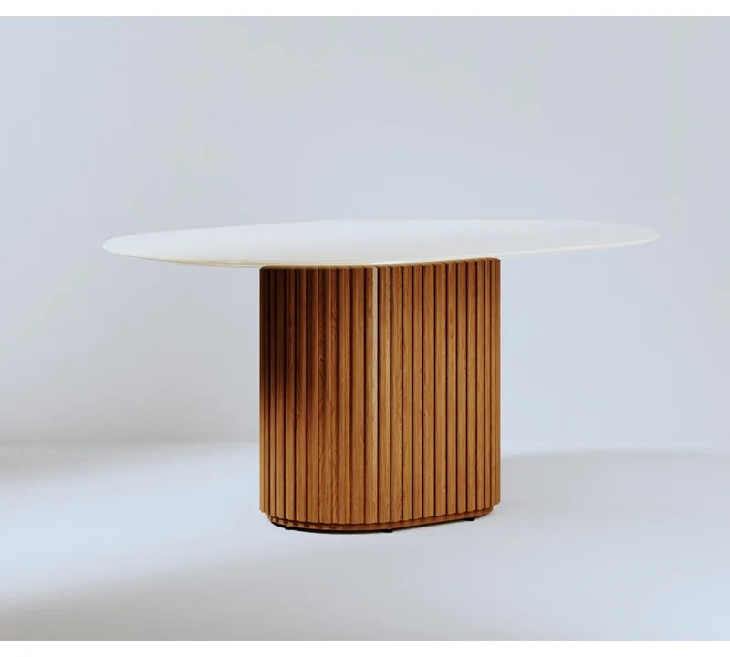 Mesa de Comedor 1.6 Oval - Línea Manhattan - Blanco/Marrón - Mesas de comedor, Uruguay | Rústico Hogar, vista 3