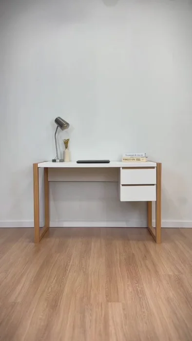 Escritorio con cajones 120cm Atena - Patas en Madera Maciza en Blanco - Escritorios, Uruguay | Balton, vista 4