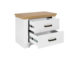 Mesa de luz en madera maciza 2 cajones en Blanco - Mesas de luz, Uruguay | Quesal, vista 5