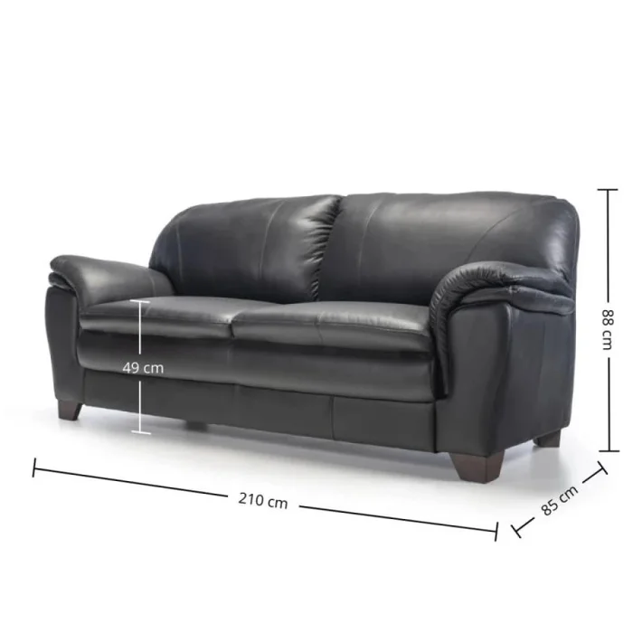 Sillón 100% Cuero - 3 Cuerpos - Imola - Negro en Negro - Sillones y sofás, Uruguay | Ecowood, vista 2