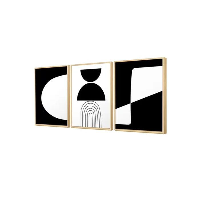 Kit 3 Cuadros - Abstracto Negro - 30 × 40 - Decoración de pared, Uruguay | Berna home
