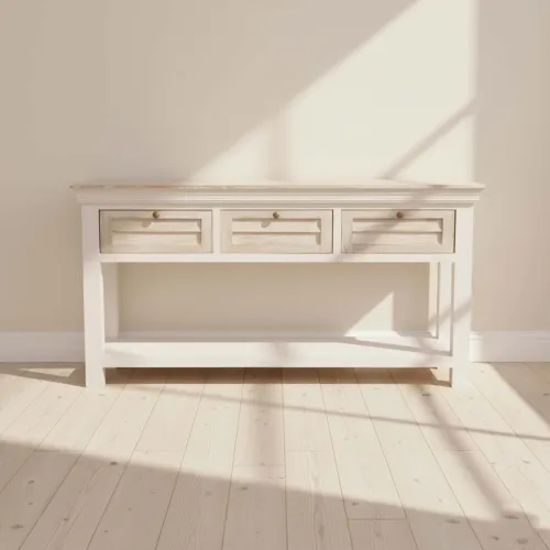 Consola Madera-de-mango Natural-beige Costa Natural Blanco en Beige - Mesas de living, Uruguay | Divino