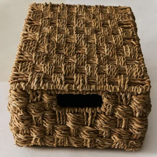 CESTA RECTANGULAR TAPA SEAGRASS en Madera natural - Canastos, Uruguay | Zara Home