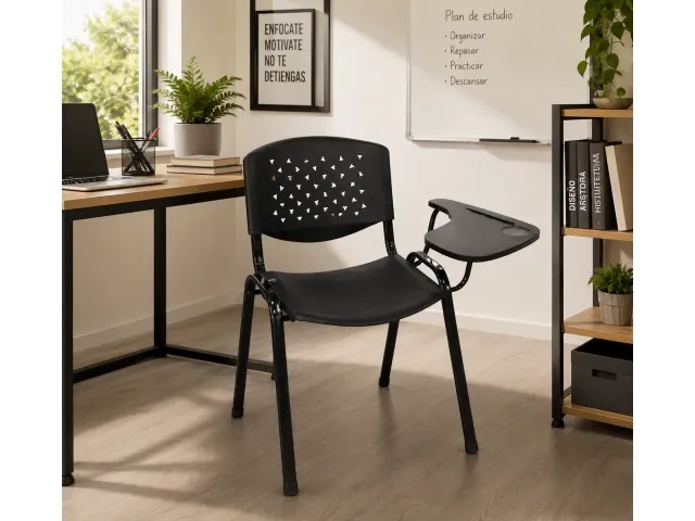 Silla con mesa rebatible a la izquierda en Negro - Escritorios y sillas de escritorio, Uruguay | Que Sal Muebleria