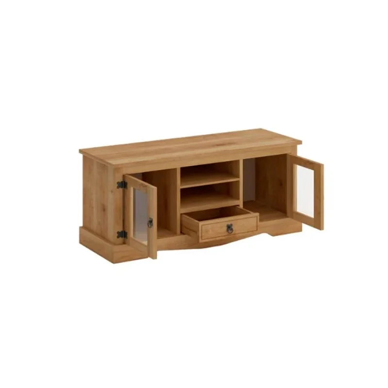 Rack 2 Puertas Vidrio Línea Monterrey - Natural en Madera natural - Muebles para TV, Uruguay | Ecowood, vista 7