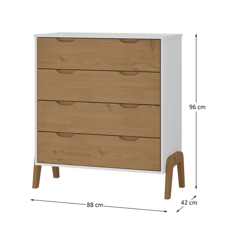 Comoda 4 cajones Linea Veneza - Blanco/Miel en Multicolor - Cómodas, Uruguay | La Cueva Muebles, vista 6