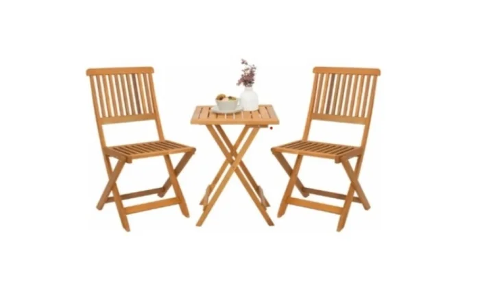 Juego De Jardin Mesa + 2 Sillas Madera Island en Madera natural - Muebles para el exterior, Uruguay | Albanés