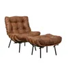 Butaca Sillón Costela + Puff - Cuero Caramel en Marrón - Butacas, banquetas y puffs, Uruguay | Berna home, vista 1 de 2