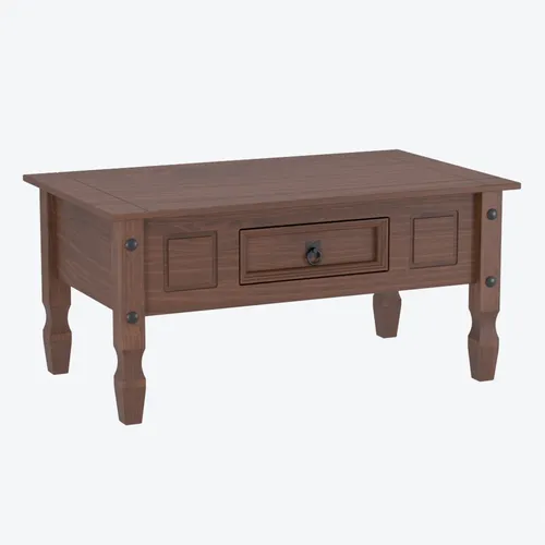 Mesa Ratona Linea Mexicana 1 Cajon Living Madera Maciza E1517 - Mesas de arrimo, Uruguay | Muebles Express