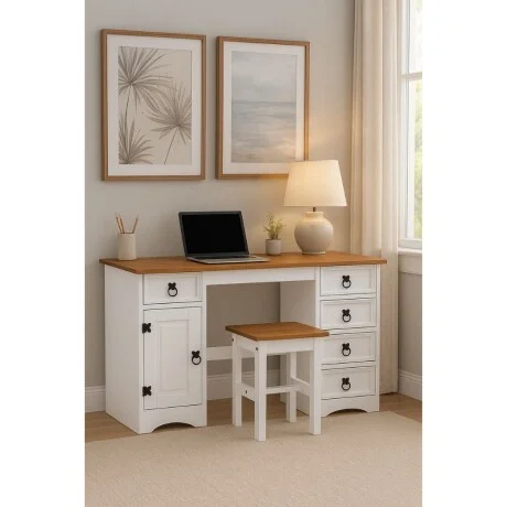 Escritorio 5C 1P Línea Naturale - Blanco/Roble en Multicolor - Escritorios, Uruguay | La Cueva Muebles, vista 5