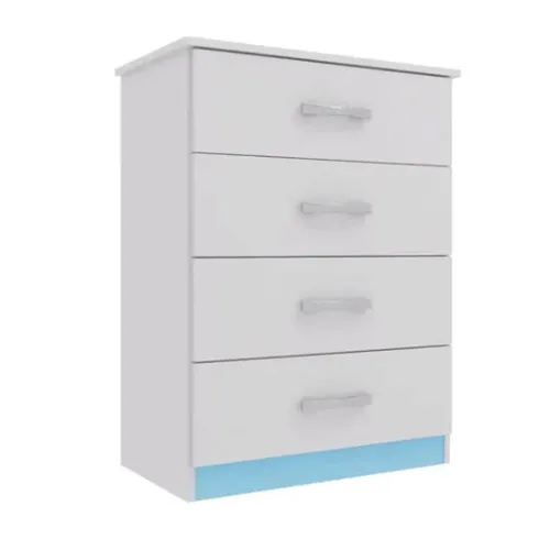 Comoda CajoneraS Dormitorio Infantil 4 Cajones celeste IF04 - Cómodas, Uruguay | Lais Muebles