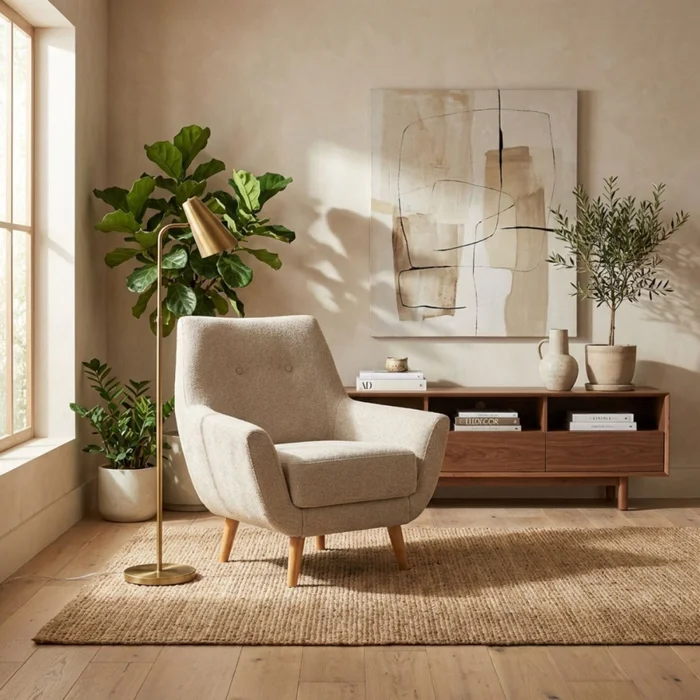 Butaca Vivian - Tela Aquaclean - A fabricar en Beige - Butacas, banquetas y puffs, Uruguay | NYR