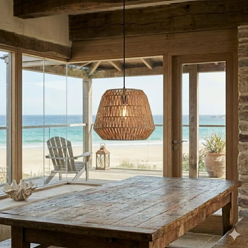 Colgante de fibras naturales 40cm - NATURAL en Madera natural - Lámparas colgantes, Uruguay | Iluminica