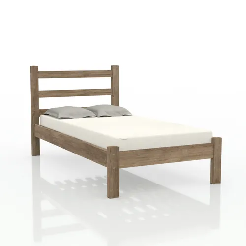 MH- CAMA DE UNA PLAZA EN MADERA EUCALIPTO RUSTICA en Marrón - Dormitorio, Uruguay | Alfa Ventas