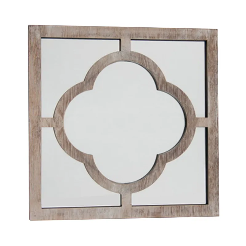 ESPEJO DISEÑO FLOR 40X40CM PATINA BLANCO MADERA en Blanco - Espejos, Uruguay | Koz