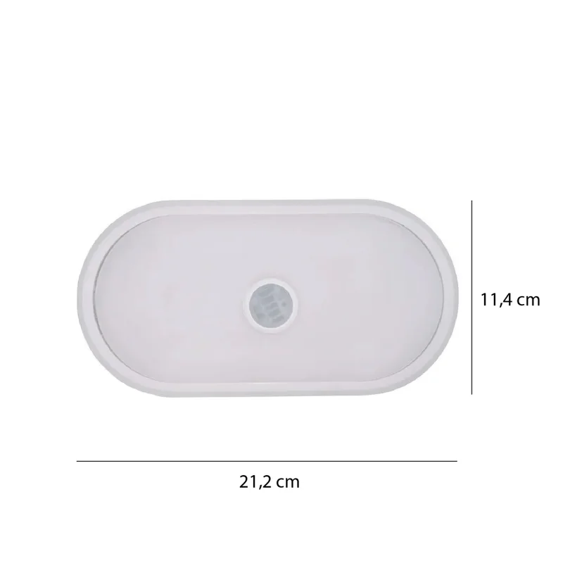 Plafón Exterior Led Ovalado con Sensor de Movimiento Blanco en Blanco - Lámparas colgantes, Uruguay | Serlux, vista 3
