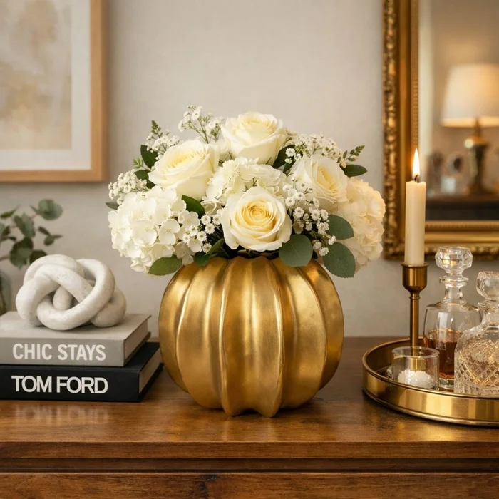FLORERO GOLD Dorado en Dorado - Decoración, Uruguay | Viasono