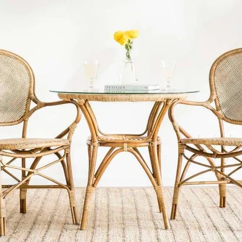 MESA DE BAMBOO Y VIDRIO - SIKA DESIGN - 80 CMS en Madera natural - Mesas de comedor, Uruguay | La Iberica