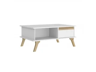 Mesa Ratona Combinada Madera Blanco/Miel en Blanco - Mesas de living, Uruguay | Que Sal Muebleria, vista 2