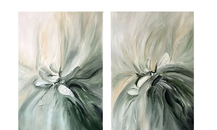 Set x 2 Cuadros Flores Verde Menta en Verde - Decoración de pared, Uruguay | Finkel