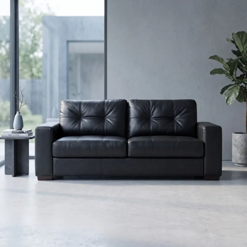 Sofá Fargo - Cuero Básico - 3 cuerpos - 450 (Negro) en Negro - Sillones y sofás, Uruguay | NYR