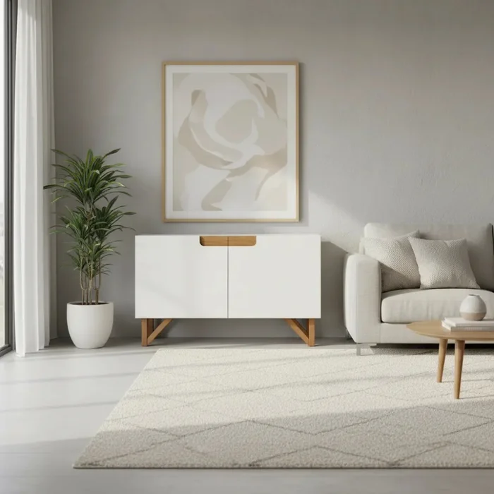 MUEBLE VAJILLERO 2 PUERTAS - LACA OFF WHITE - DETALLES MADERA CLARA en Madera natural - Aparadores y recibidores, Uruguay | Champagne Home, vista 2