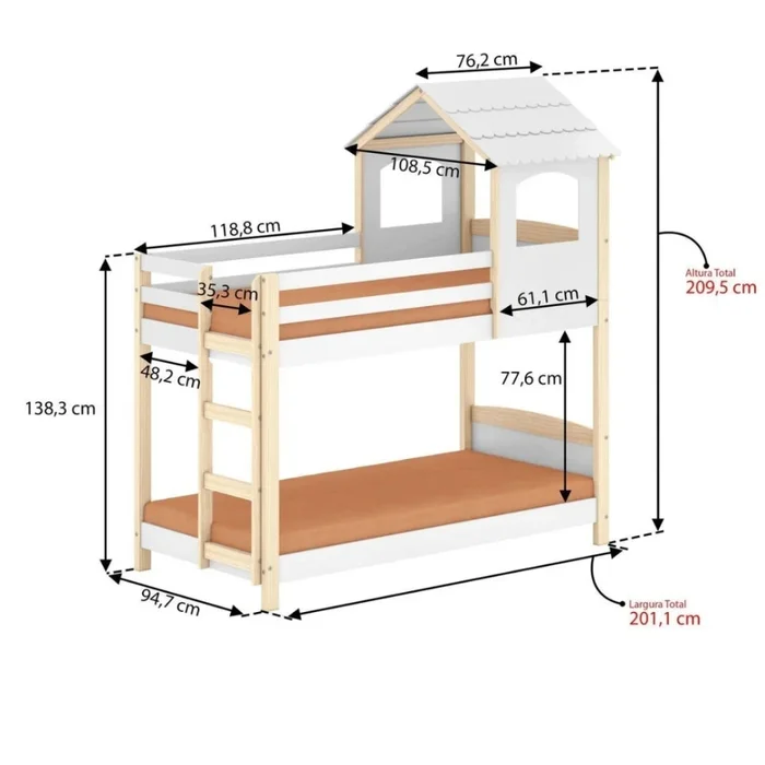 Cucheta Cama Casita Infantil - Blanco en Blanco - Dormitorio, Uruguay | Ecowood, vista 2