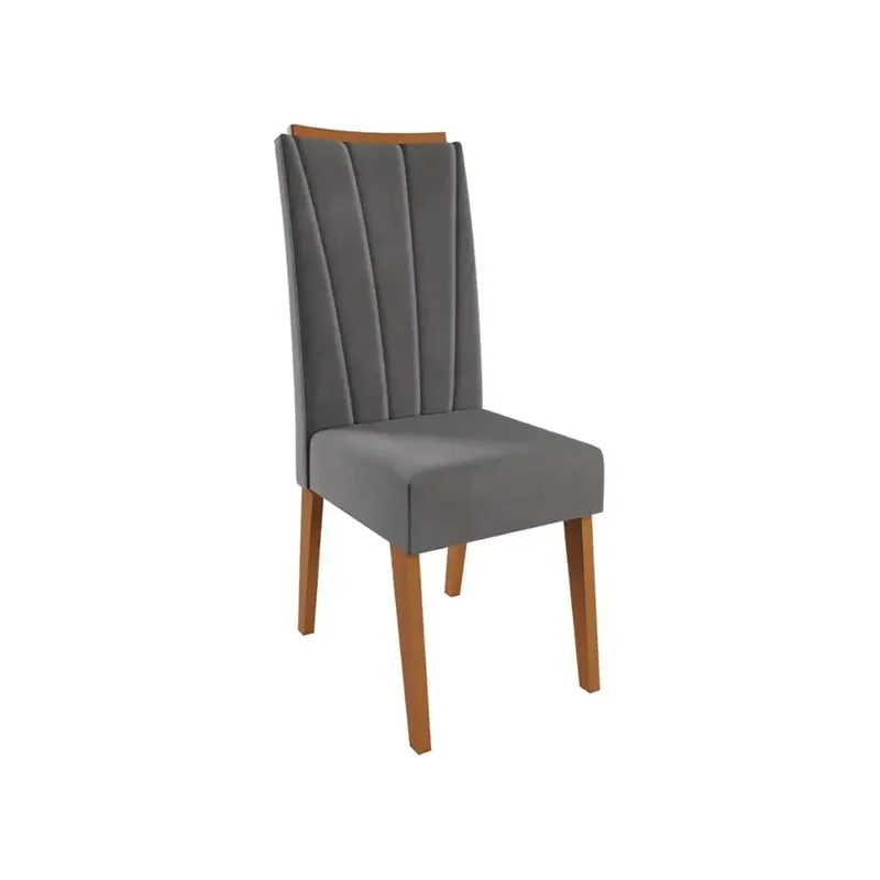 Silla De Comedor Moderna Tapizada Tela Patas Madera en Gris - Sillas, Uruguay | Soy Hogar