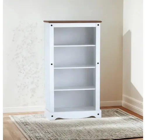 Biblioteca 3 Estantes Cera/Blanco LINEA CORONA MADERA - Living, Uruguay | Que Sal Muebleria