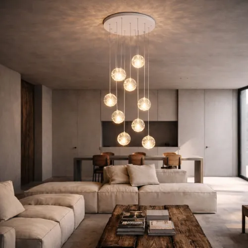 Colgante led 9 esferas efecto flotante 9*5W en Blanco - Lámparas colgantes, Uruguay | Iluminica