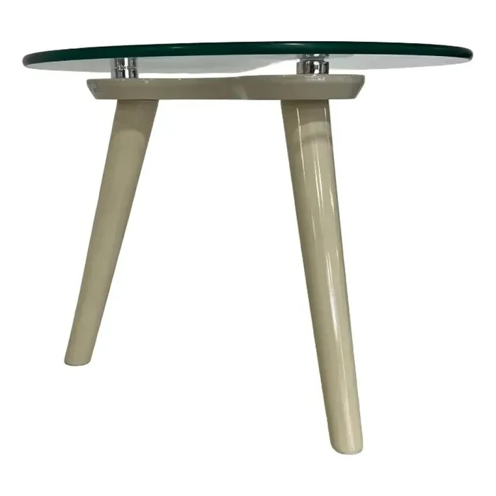 Mesa lateral baja color crema. Tapa de vidrio en Beige - Mesas de living, Uruguay | Champagne Home