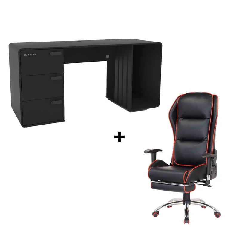 Silla Confort + Escritorio Gamer Station Xt en NEG/ROJO|NEGRO - Escritorios y sillas de escritorio, Uruguay | Divino