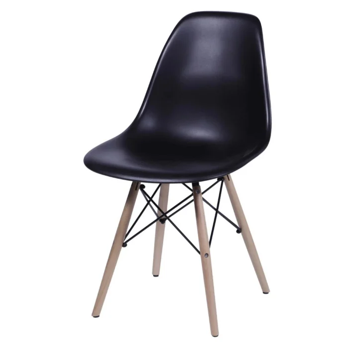 Silla Eames DKR - Base En Madera - Negro en Negro - Sillas, Uruguay | Rústico Hogar