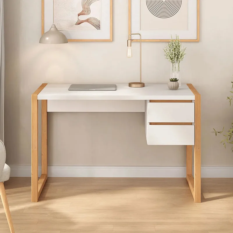 Escritorio con cajones 120cm Atena - Patas en Madera Maciza en Blanco - Escritorios y sillas de escritorio, Uruguay | Balton, vista 3