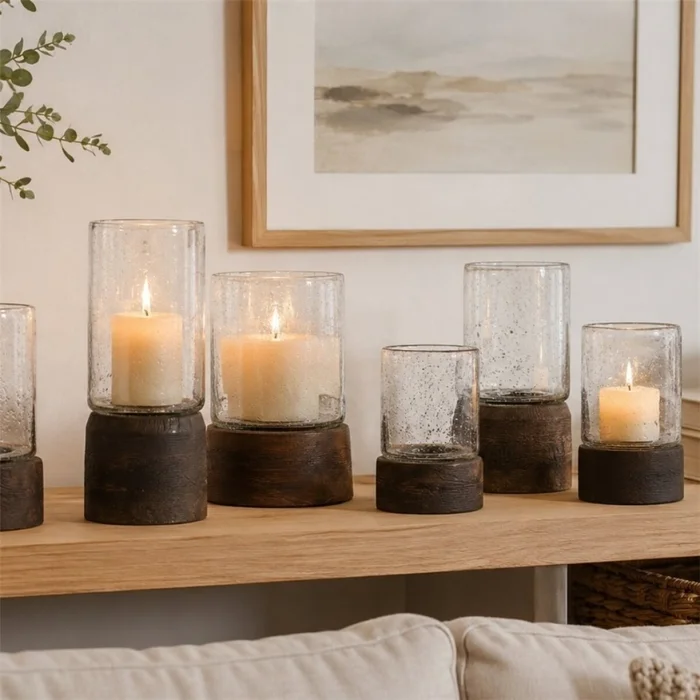 FAROL DE MADERA MANGO D12x15CM MARRON TRANSPARENTE en Negro - Velas y Portavelas, Uruguay | Decohogar, vista 3