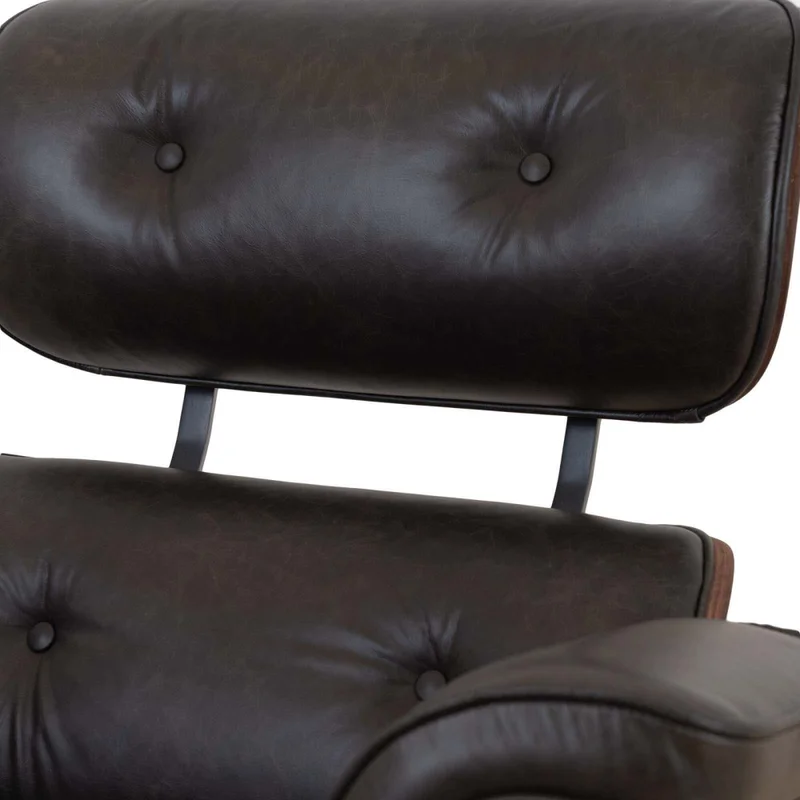 Butaca C/puff 1 Cuerpo Cuero-100-natural Negro Eames en Negro - Sillones y sofás, Uruguay | Divino, vista 4