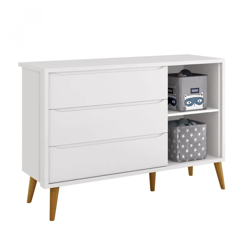 Cómoda 3 Cajones 1 Puerta Zapatera Infantil - Theo - Blanco en Blanco - Cómodas, Uruguay | Rústico Hogar, vista 3