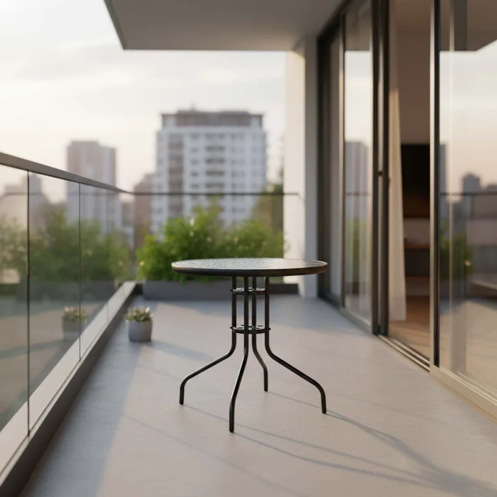 Mesa De Exterior Acero-y-vidrio Negro Minhla en Negro - Muebles para el exterior, Uruguay | Divino